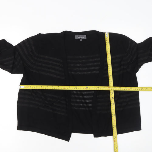 Marks and Spencer Women’s Black Striped 3/4 Sleeve Cardigan Size 16