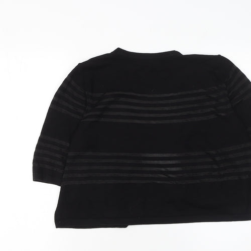Marks and Spencer Women’s Black Striped 3/4 Sleeve Cardigan Size 16