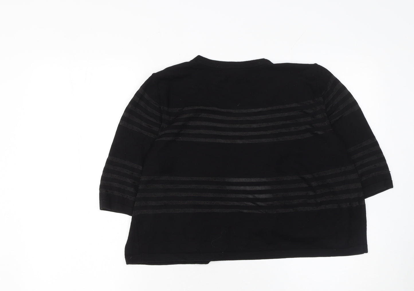 Marks and Spencer Women’s Black Striped 3/4 Sleeve Cardigan Size 16