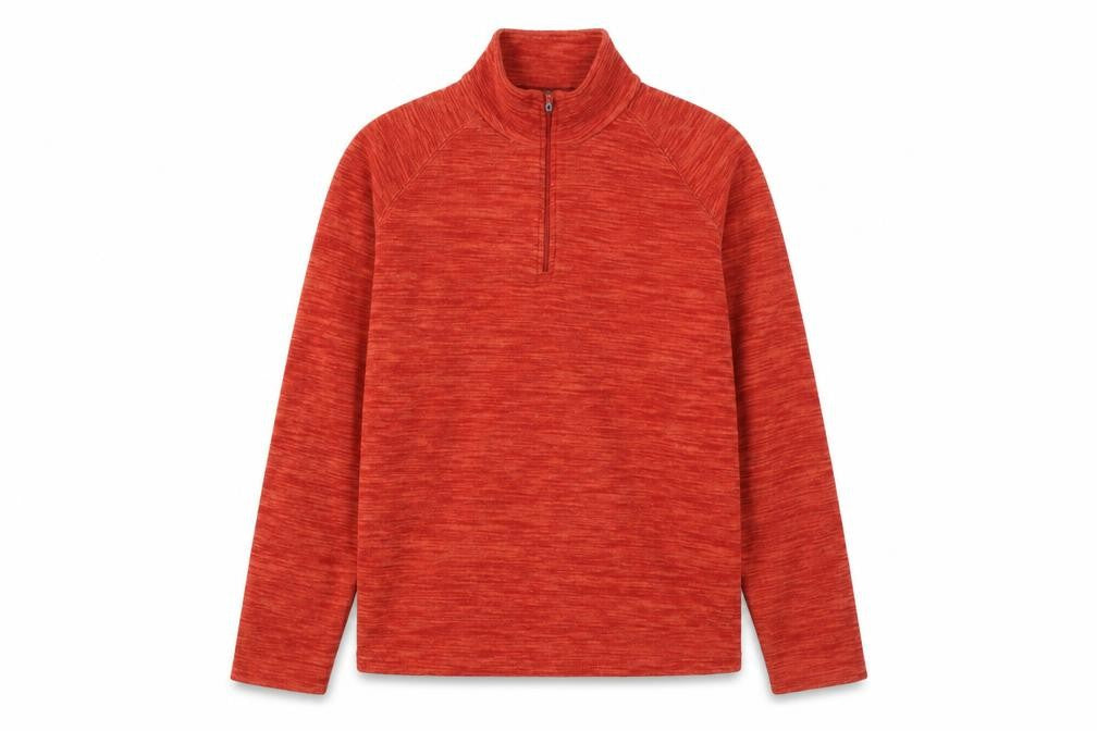 Front view of Mountain Warehouse Men's Red 1/4 Zip Fleece Pullover Sweatshirt S