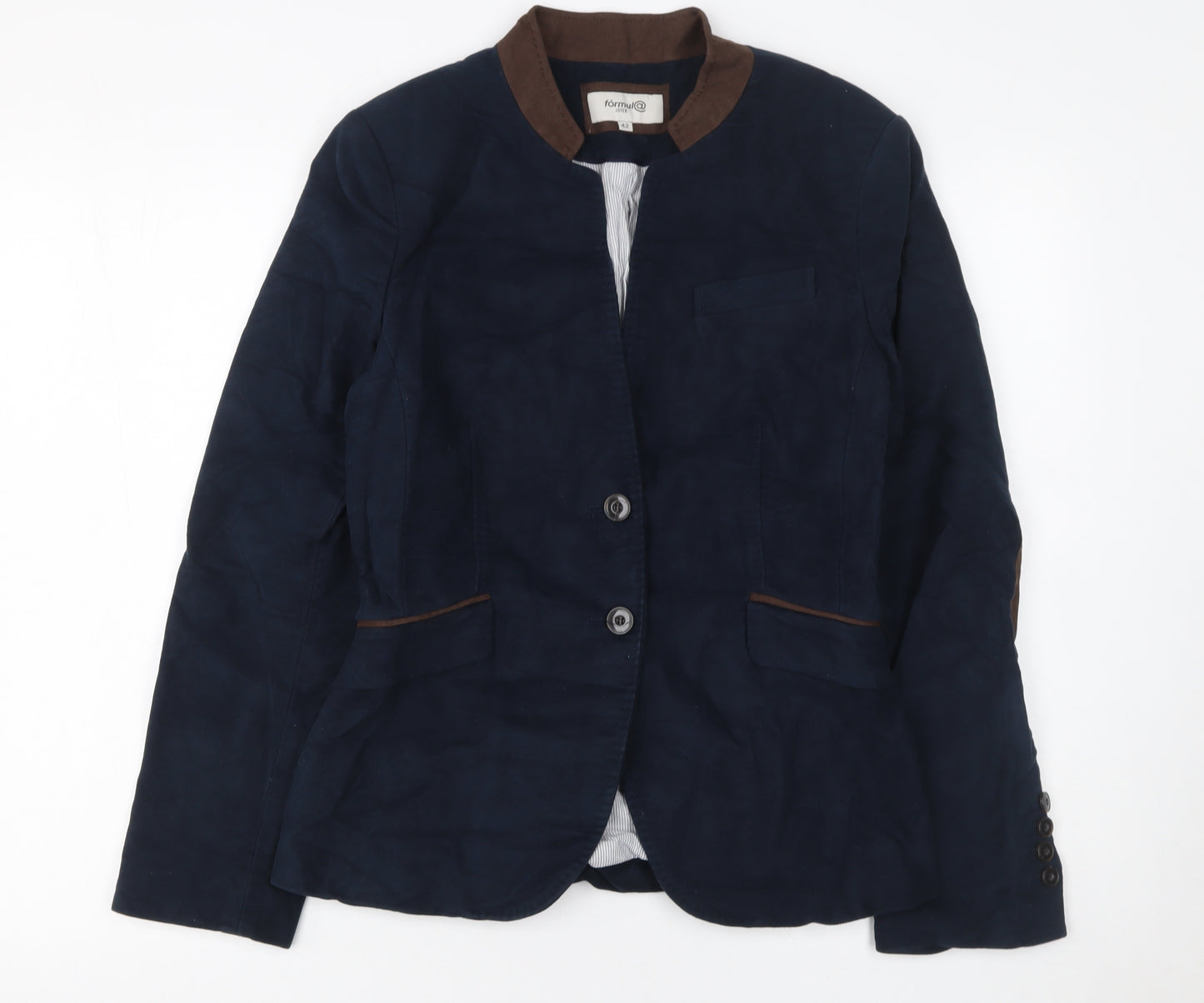 Formula Joven Women's Navy Blue Blazer Jacket Size 14 Cotton Blend