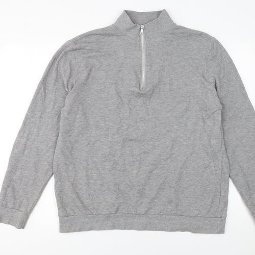 ASOS Design Mens Grey XL 1/4 Zip Sweatshirt Cotton Blend Pullover