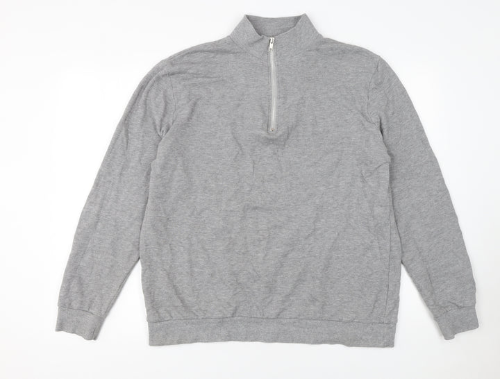 ASOS Design Mens Grey XL 1/4 Zip Sweatshirt Cotton Blend Pullover