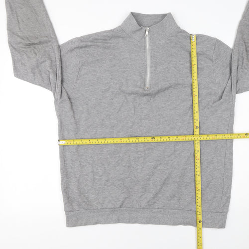 ASOS Design Mens Grey XL 1/4 Zip Sweatshirt Cotton Blend Pullover