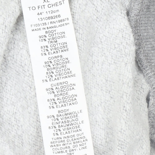 ASOS Design Mens Grey XL 1/4 Zip Sweatshirt Cotton Blend Pullover
