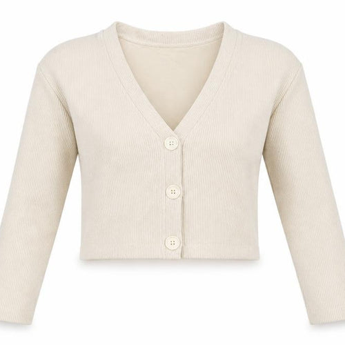 Zara Women Beige V-Neck Knit Cardigan Medium Cotton Blend