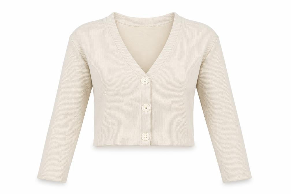 Zara Women Beige V-Neck Knit Cardigan Medium Cotton Blend
