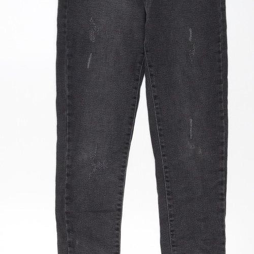 YMR Denim Womens Black Skinny Jeans Size 14 Distressed Stretch
