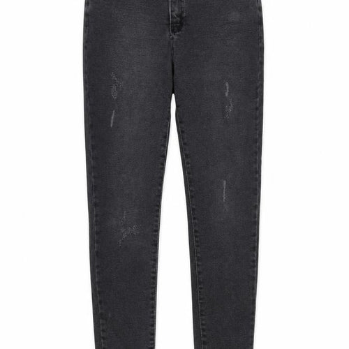 YMR Denim Womens Black Skinny Jeans Size 14 Distressed Stretch