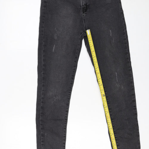 YMR Denim Womens Black Skinny Jeans Size 14 Distressed Stretch