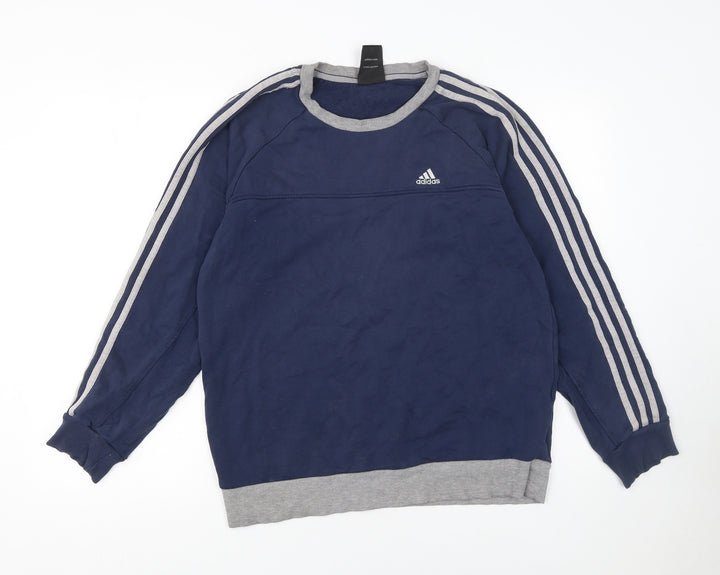 Adidas Men's Blue Pullover Sweatshirt M Sports Crew Neck Fleece
