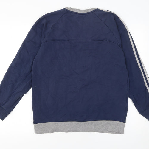 Adidas Men's Blue Pullover Sweatshirt M Sports Crew Neck Fleece