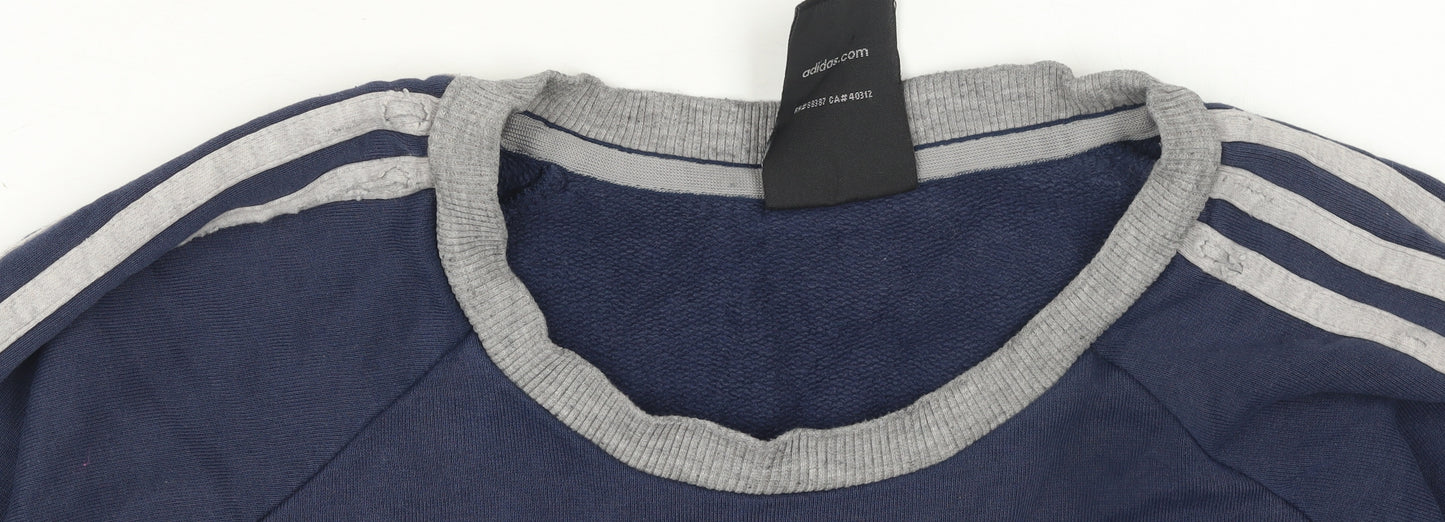 Adidas Men's Blue Pullover Sweatshirt M Sports Crew Neck Fleece