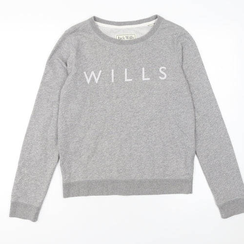 Jack Wills Women Grey UK 8 Crew Neck Pullover Sweatshirt