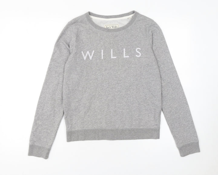 Jack Wills Women Grey UK 8 Crew Neck Pullover Sweatshirt