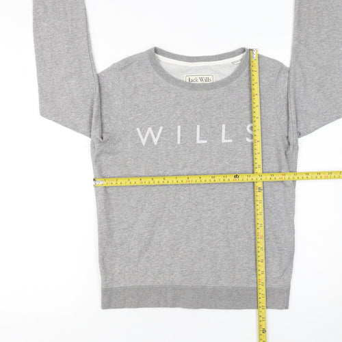 Jack Wills Women Grey UK 8 Crew Neck Pullover Sweatshirt