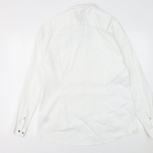 River Island Men's White XL Athletic Fit Long Sleeve Button-Up Shirt