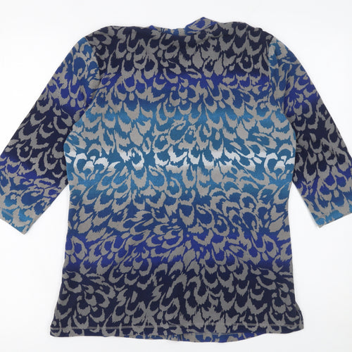 Olsen Womens Blue Animal Print 3/4 Sleeve Tunic Blouse Size 16