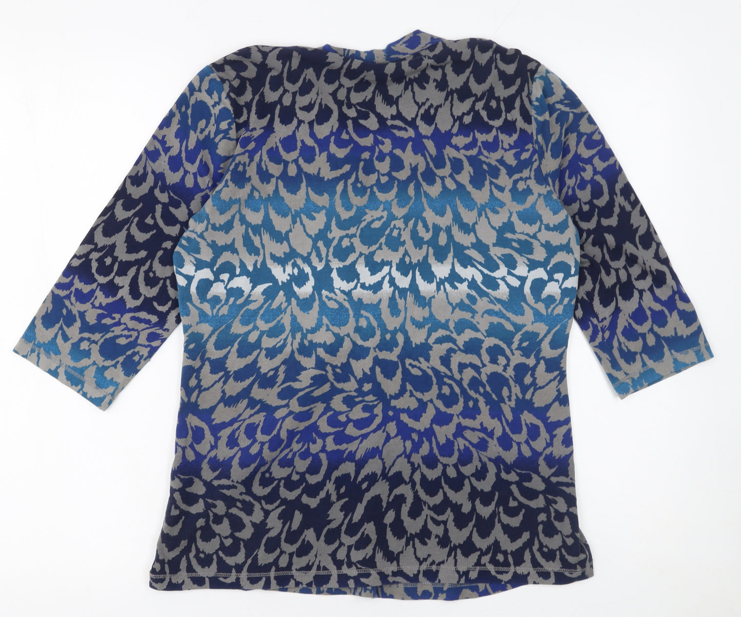 Olsen Womens Blue Animal Print 3/4 Sleeve Tunic Blouse Size 16