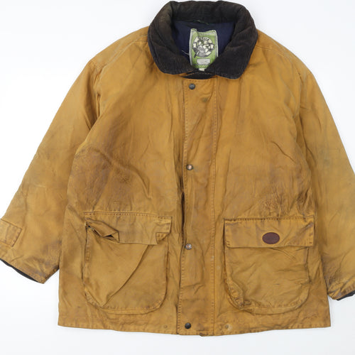 Oxford Blue Men's Brown Waxed Cotton Mid-Length Outdoor Coat L