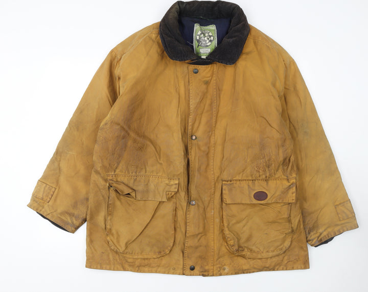 Oxford Blue Men's Brown Waxed Cotton Mid-Length Outdoor Coat L