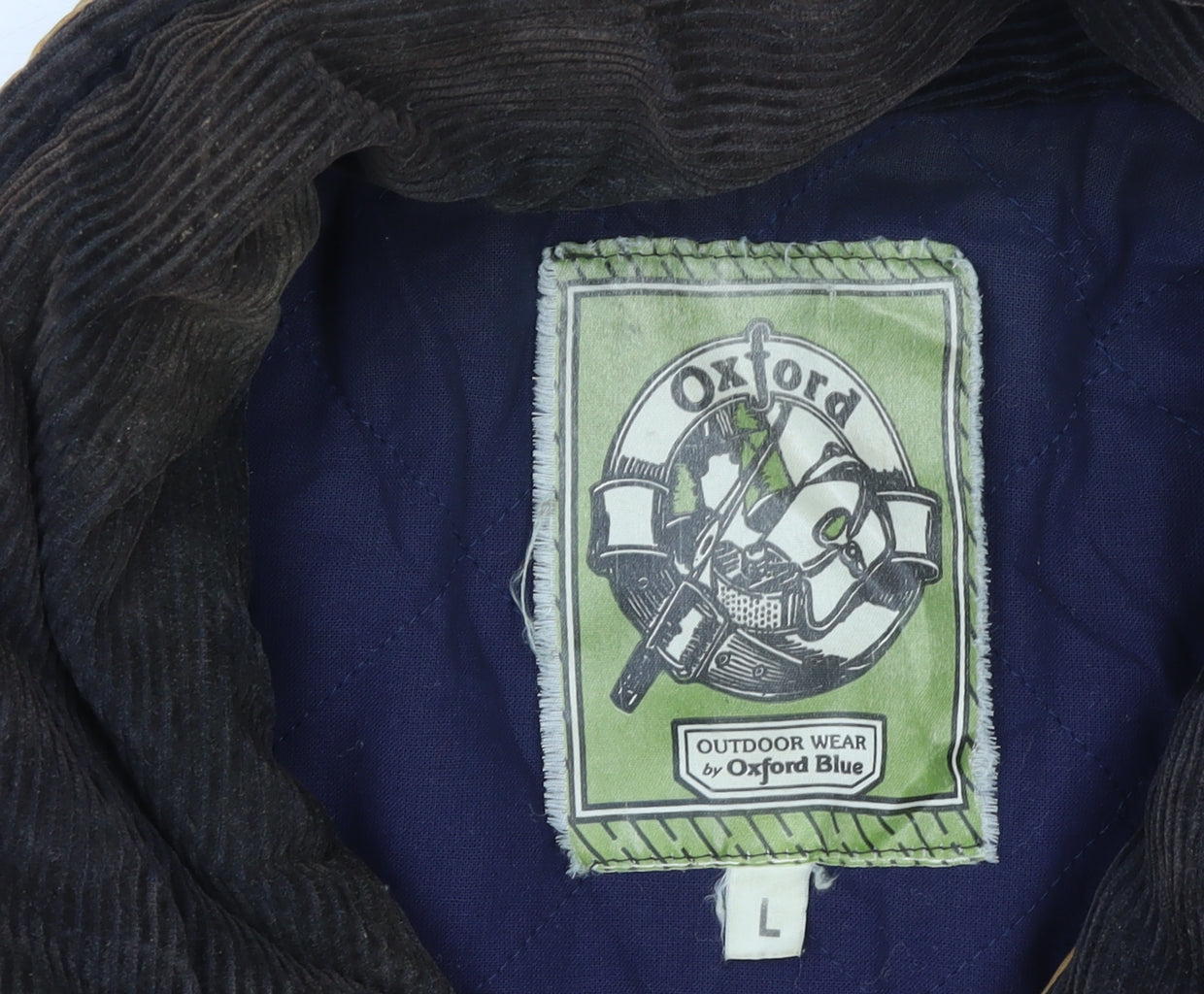 Oxford Blue Men's Brown Waxed Cotton Mid-Length Outdoor Coat L
