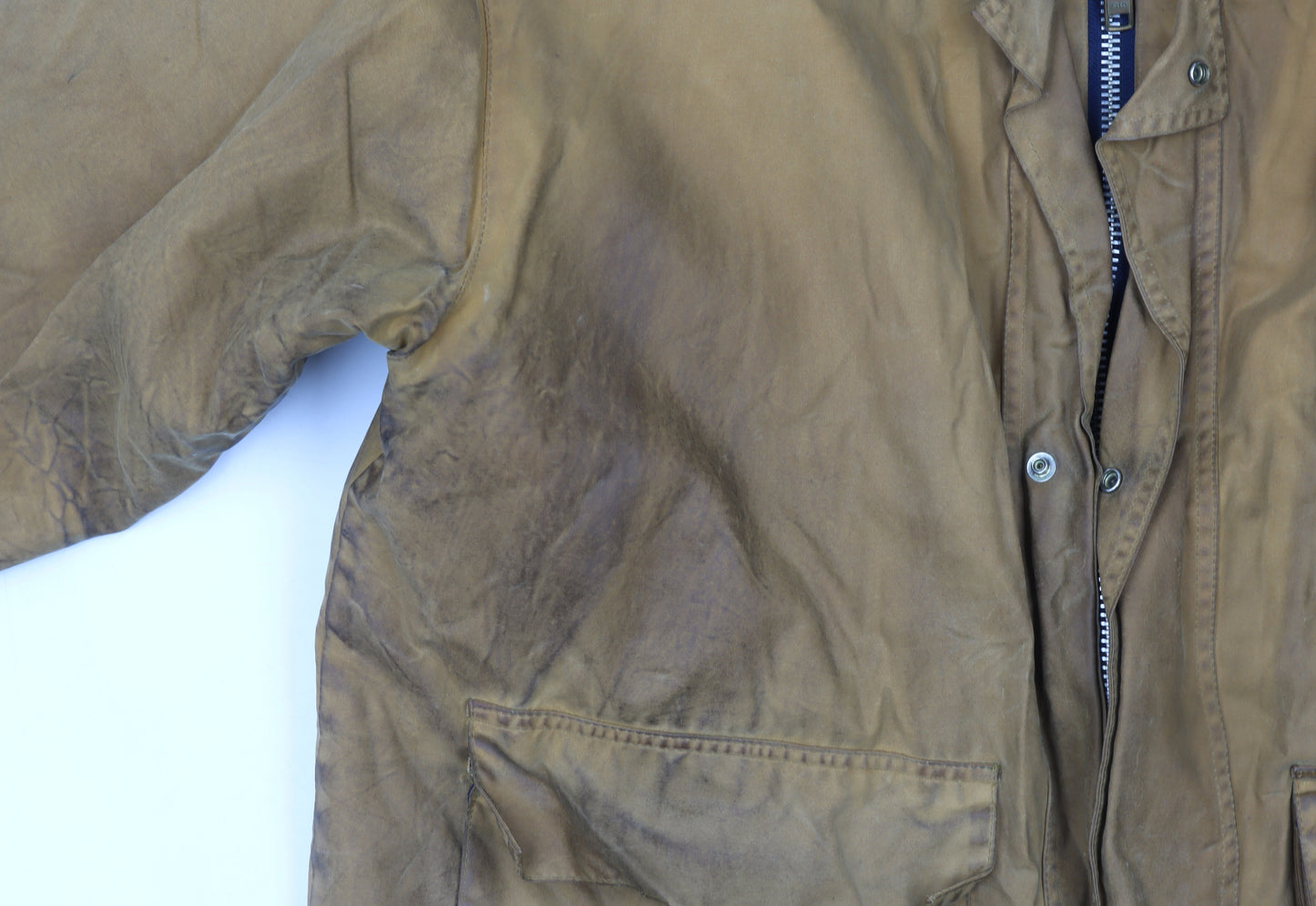 Oxford Blue Men's Brown Waxed Cotton Mid-Length Outdoor Coat L