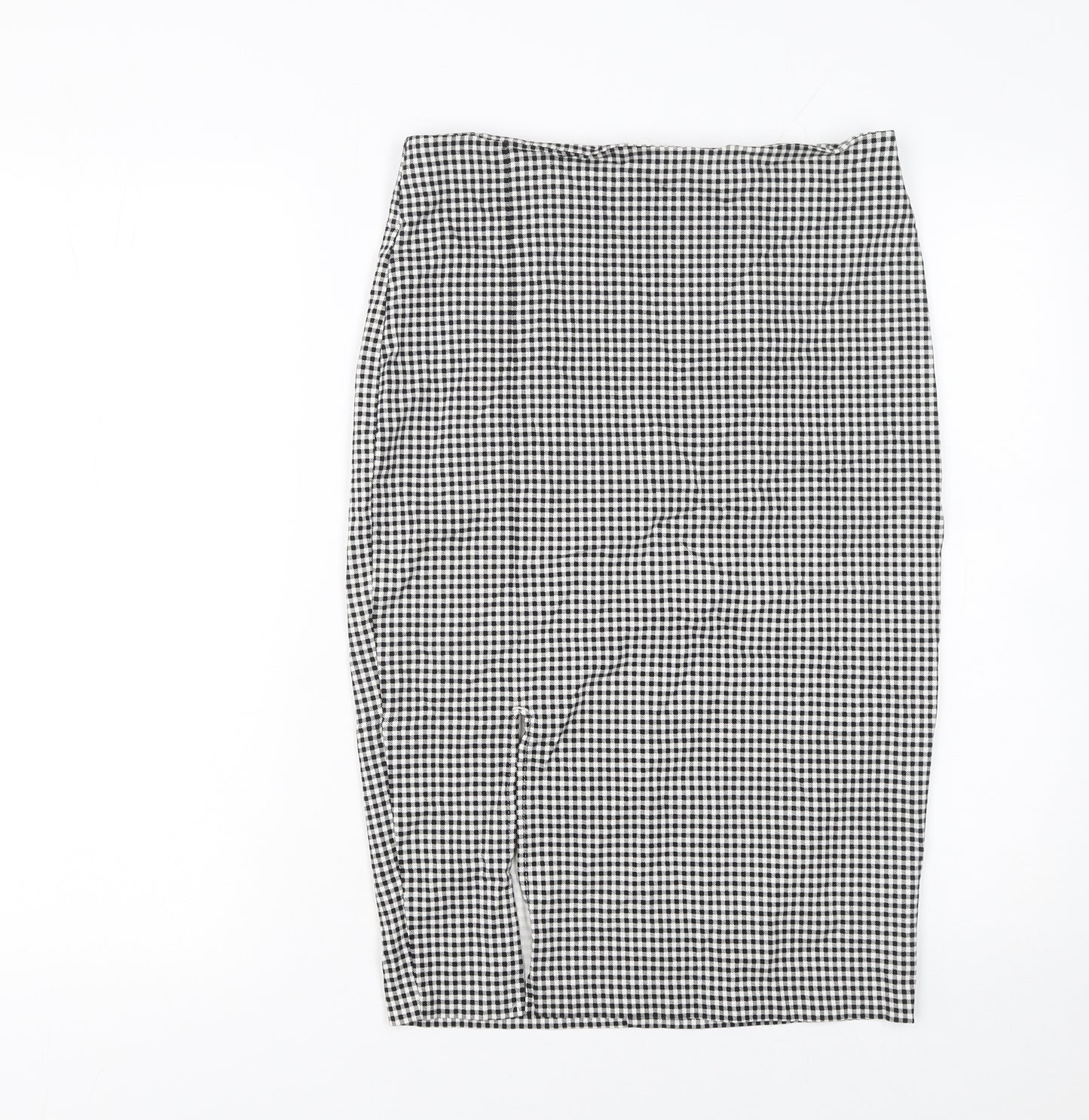 New Look Womens Black Check Pencil Skirt Size 12 High Waist Jersey