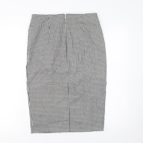 New Look Womens Black Check Pencil Skirt Size 12 High Waist Jersey