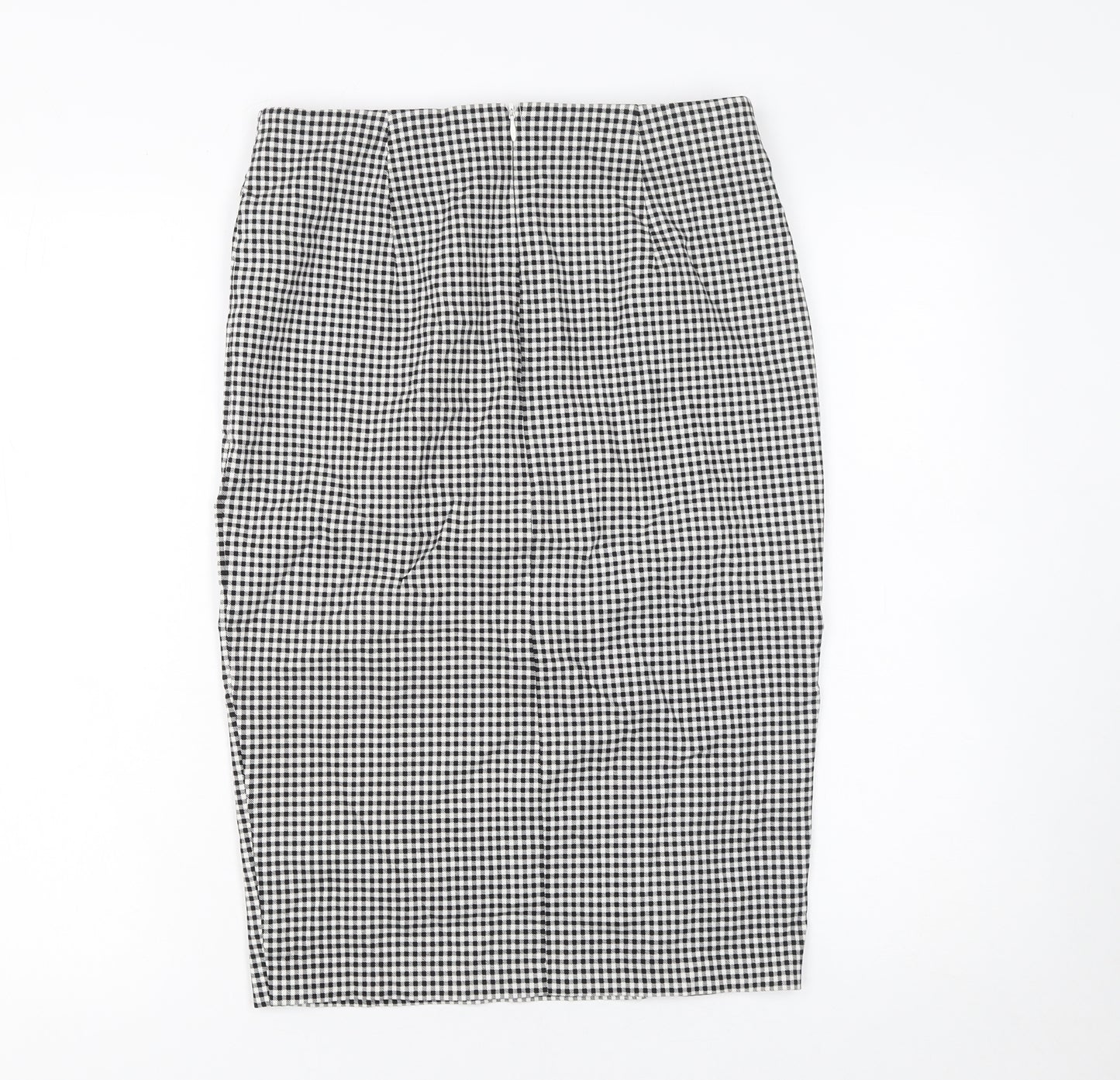 New Look Womens Black Check Pencil Skirt Size 12 High Waist Jersey