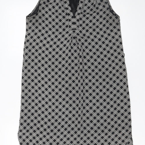 H&M Women’s Black Geometric Sleeveless Shift Dress Size 8