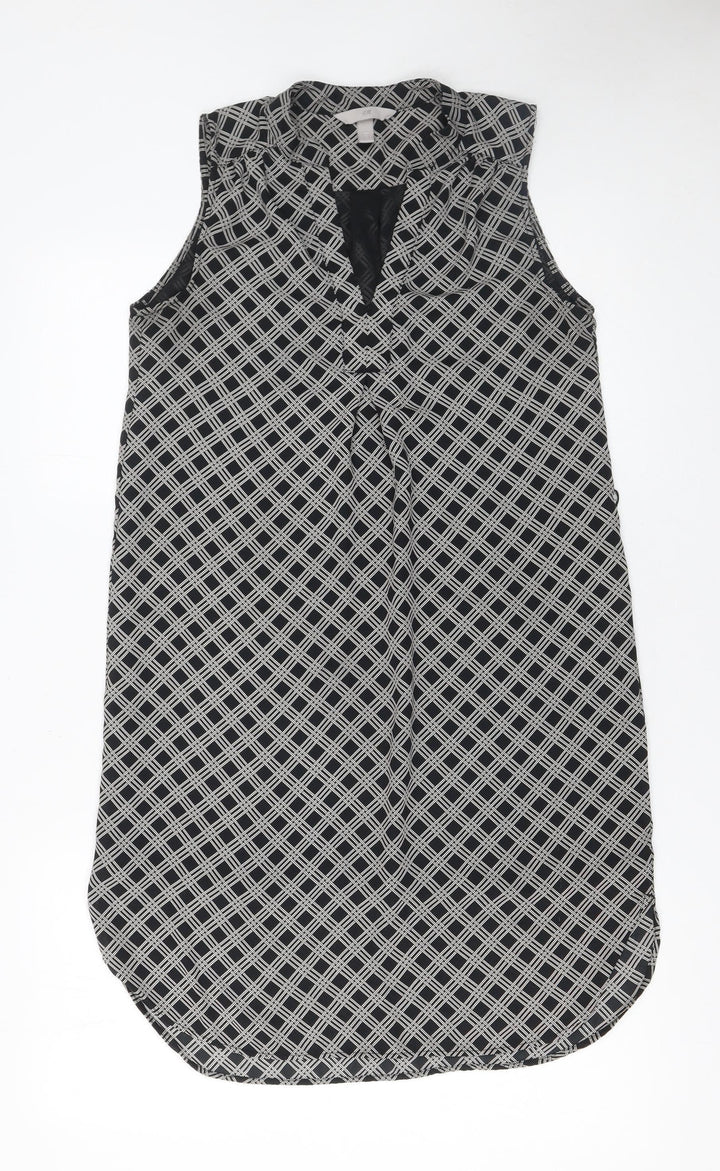 H&M Women’s Black Geometric Sleeveless Shift Dress Size 8
