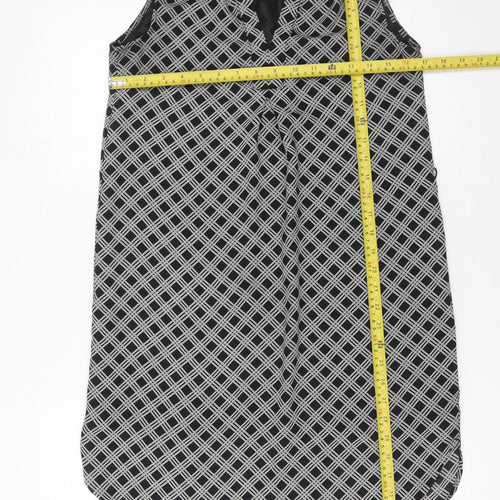 H&M Women’s Black Geometric Sleeveless Shift Dress Size 8