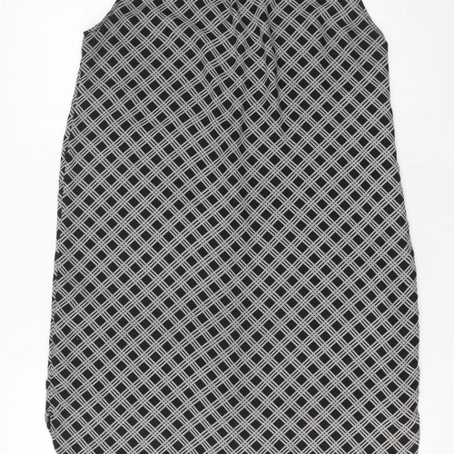 H&M Women’s Black Geometric Sleeveless Shift Dress Size 8
