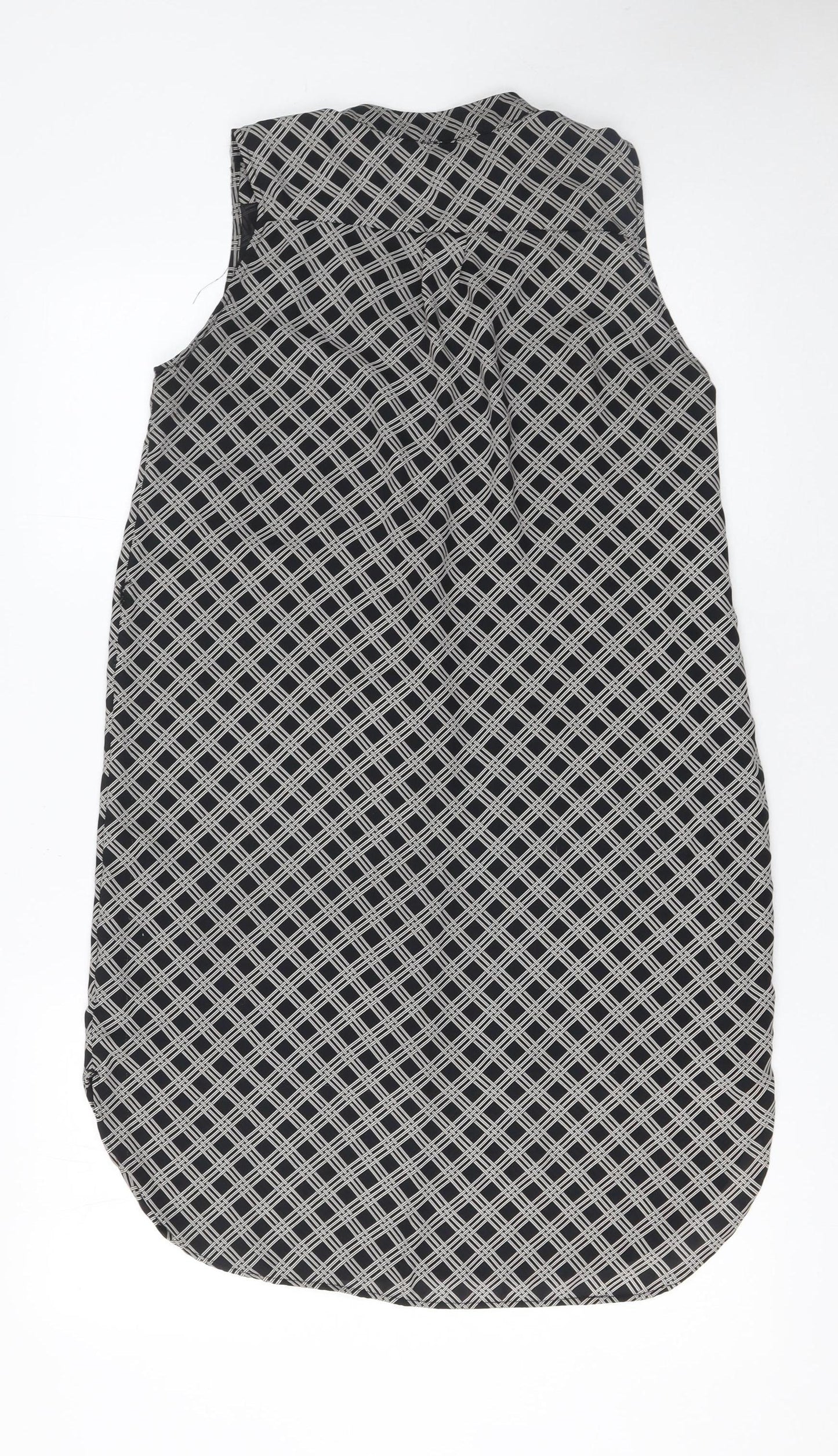 H&M Women’s Black Geometric Sleeveless Shift Dress Size 8
