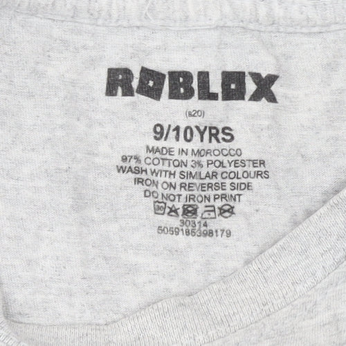 Roblox Boys Grey 9-10 Years Graphic Print Short Sleeve T-Shirt