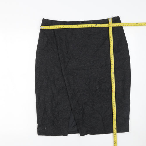Next Women’s Black Wool Blend Pencil Skirt Size 14 Knee Length