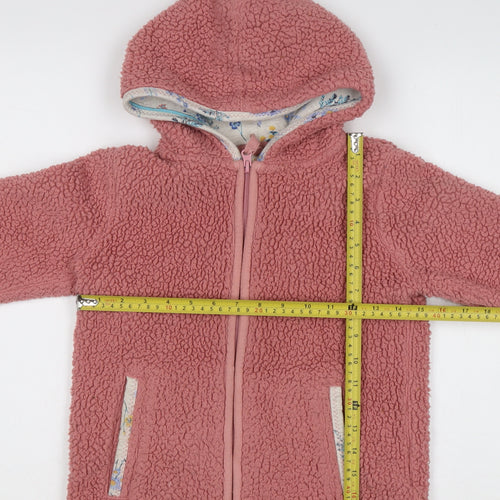 FatFace Girls Pink Fleece Full Zip Hooded Hoodie 8-9 Years with Animal Design