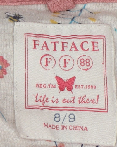 FatFace Girls Pink Fleece Full Zip Hooded Hoodie 8-9 Years with Animal Design