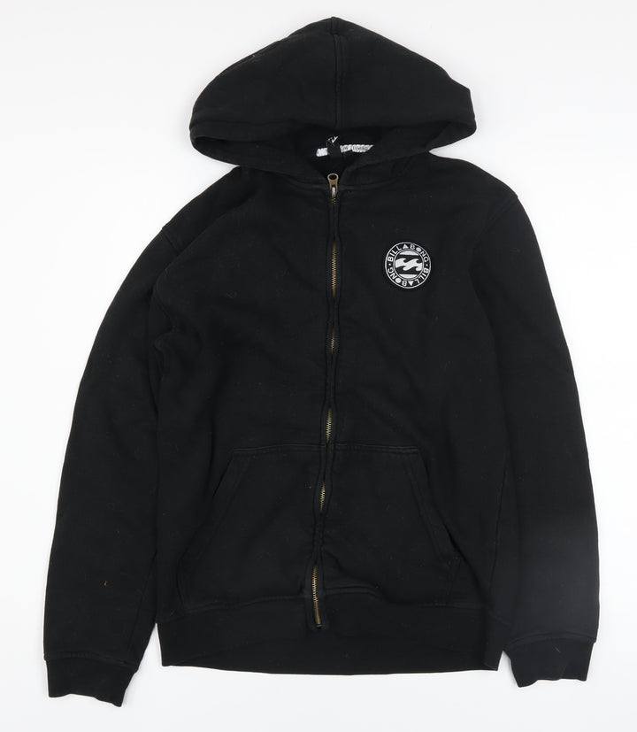 Billabong Boys Black Full Zip Hoodie Size 14 Logo Fleece Sweatshirt