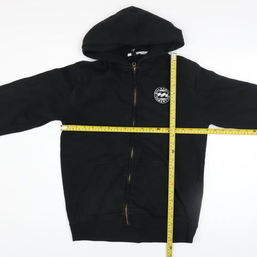 Billabong Boys Black Full Zip Hoodie Size 14 Logo Fleece Sweatshirt