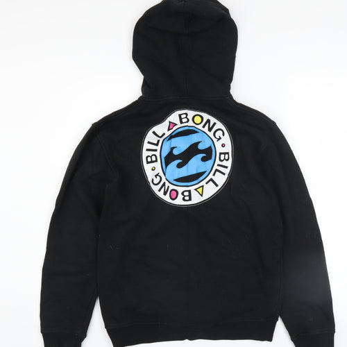 Billabong Boys Black Full Zip Hoodie Size 14 Logo Fleece Sweatshirt