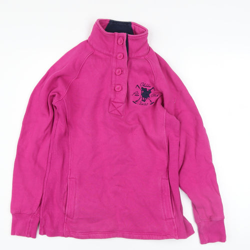 Chukka Women's Pink Cotton Pullover Sweatshirt UK 8 Polo Style