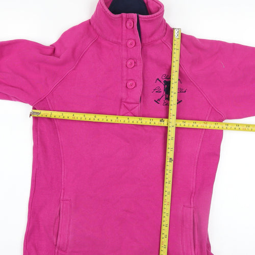 Chukka Women's Pink Cotton Pullover Sweatshirt UK 8 Polo Style