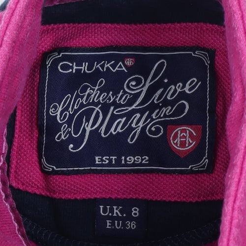 Chukka Women's Pink Cotton Pullover Sweatshirt UK 8 Polo Style