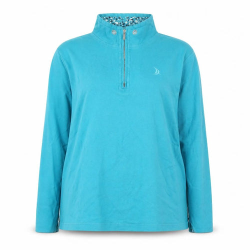 Dash Women Blue 1/4 Zip High Neck Cotton Jumper Size 18
