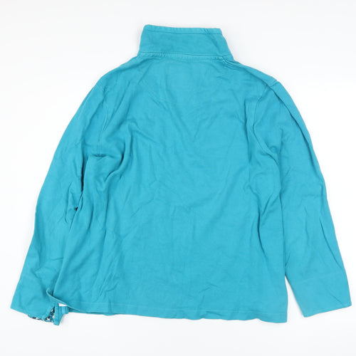 Dash Women Blue 1/4 Zip High Neck Cotton Jumper Size 18