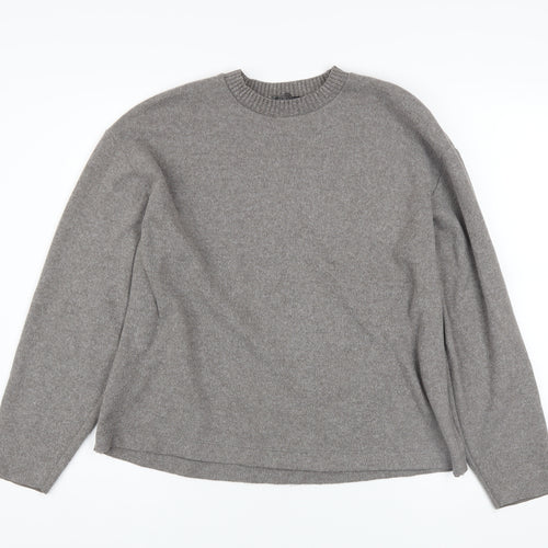 Zara Women Grey Crew Neck Long Sleeve Pullover Jumper Size 12