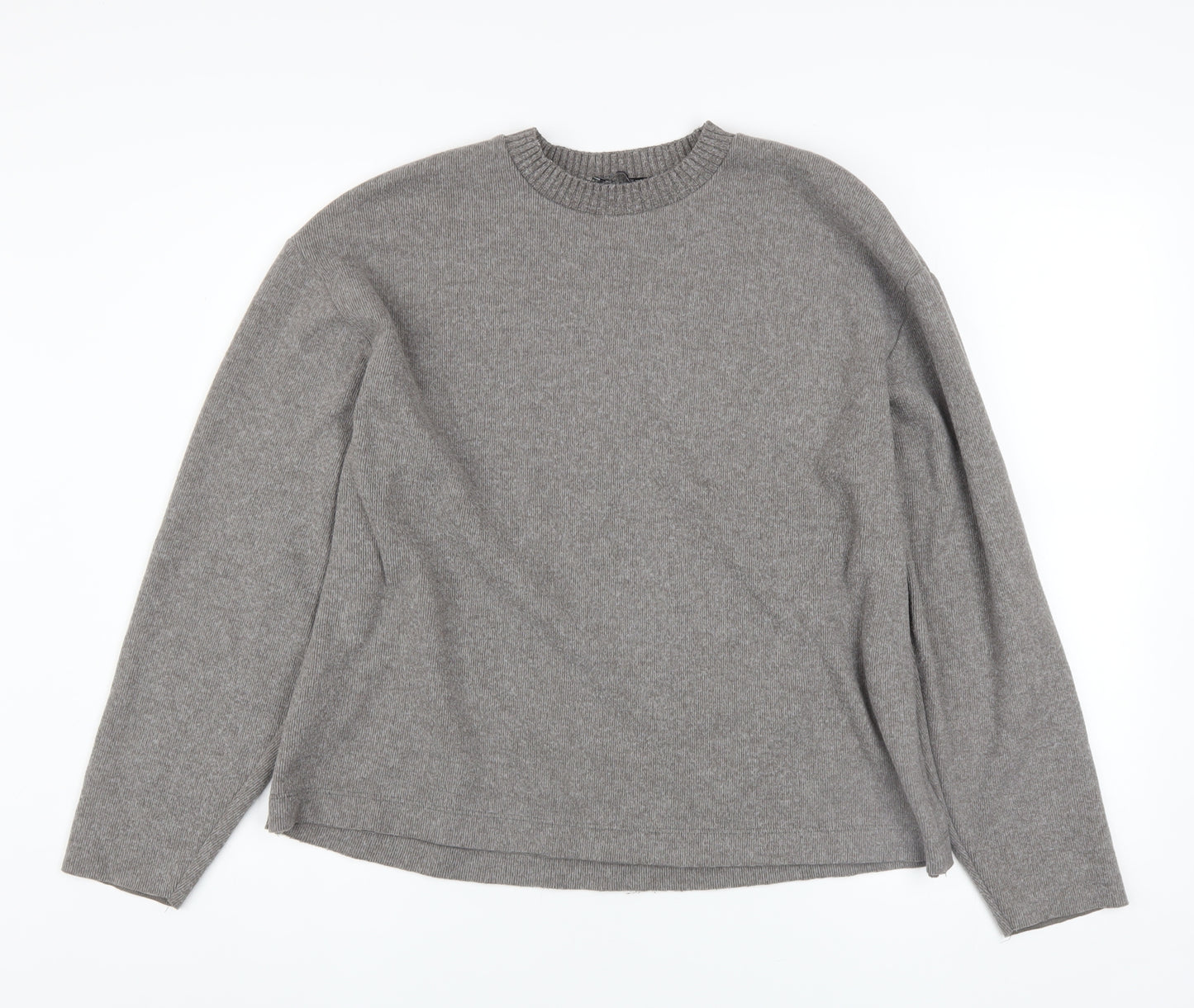 Zara Women Grey Crew Neck Long Sleeve Pullover Jumper Size 12