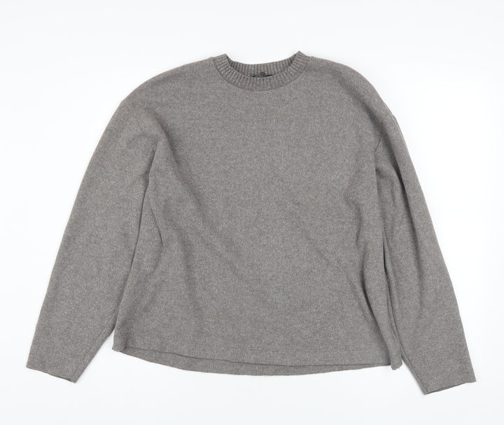 Zara Women Grey Crew Neck Long Sleeve Pullover Jumper Size 12